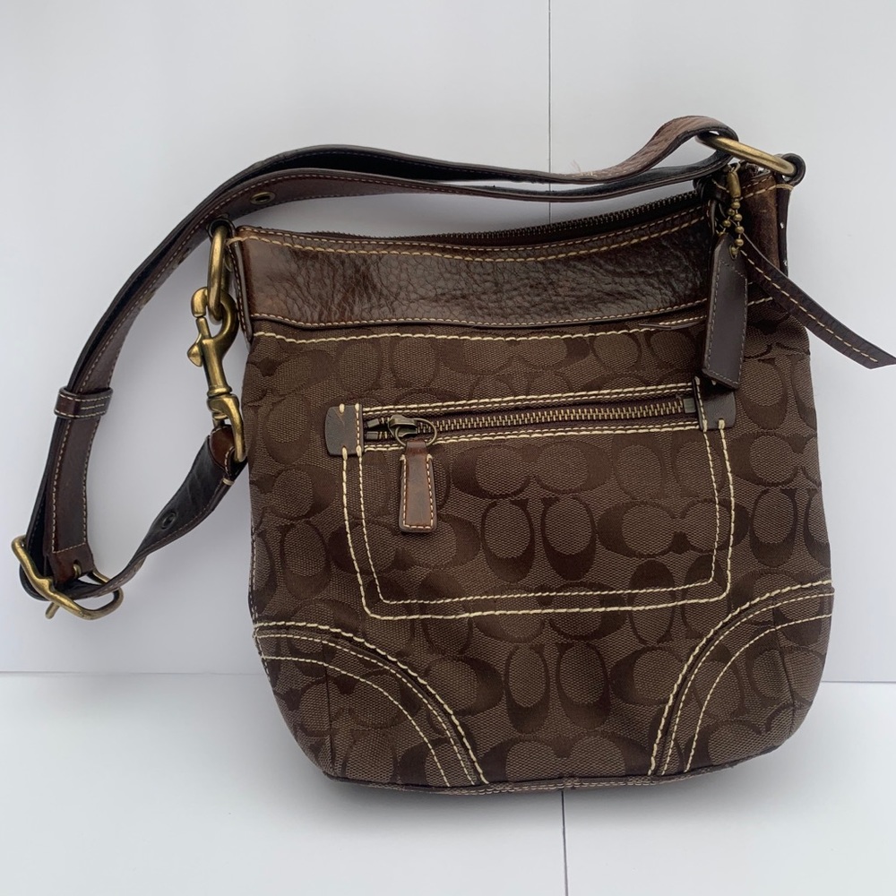 Coach Cross Body Shoulder Bag Dark Brown